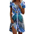 Print Element Ronde Hals Korte Mouw Jurk Nexora Store