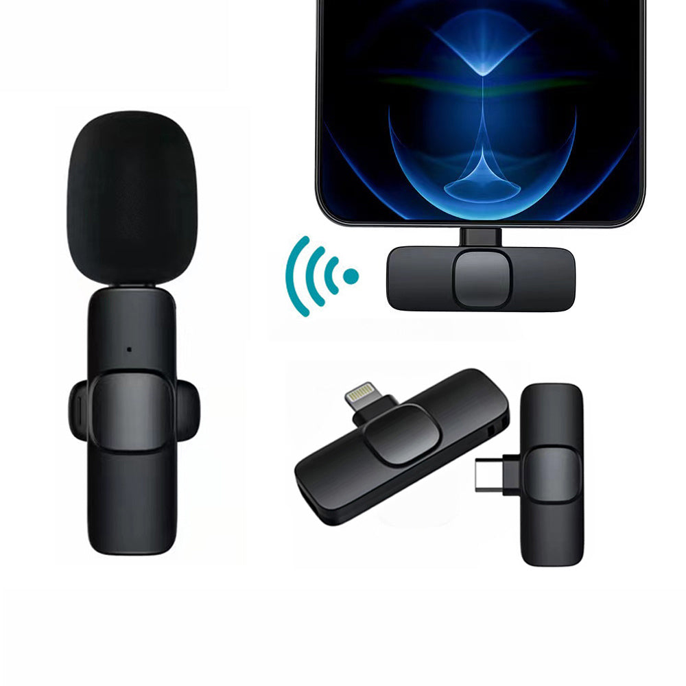 Draadloze Lavalier-microfoon, draagbare audio- en video-opnamemicrofoon voor iPhone en Android, lange batterijduur, live-uitzendingen en gaming Ritchy's Shop