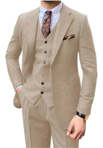 Heren visgraat enkelrijs casual slim pak Nexora Store