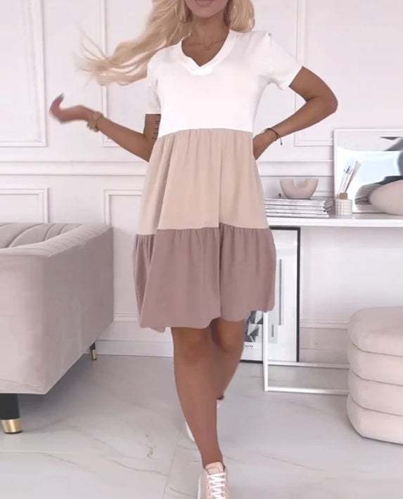 Korte jurk met stiksels en geplooide zakken voor dames Nexora Store