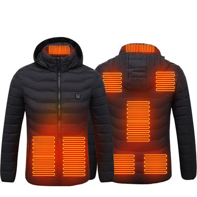 Heren Verwarmde Pufferjas Elektrische Verwarmde Jas Geïsoleerde Capuchon Windjack 9 Warmtezones Mijn winkel