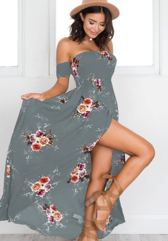 Boho-stijl lange jurk voor dames, off-shoulder strand zomerjurken Nexora Store