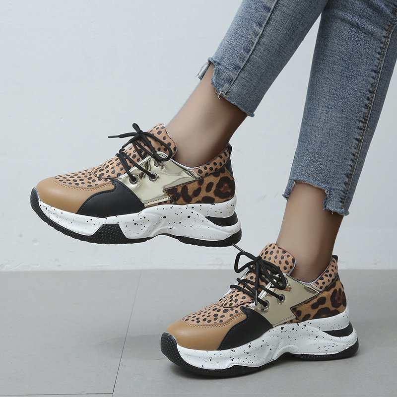 Luipaardprint Sneakers Dames Veterschoenen Wandel- en Hardloopschoenen Sportschoenen Nexora Store