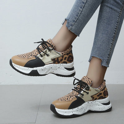 Luipaardprint Sneakers Dames Veterschoenen Wandel- en Hardloopschoenen Sportschoenen Nexora Store