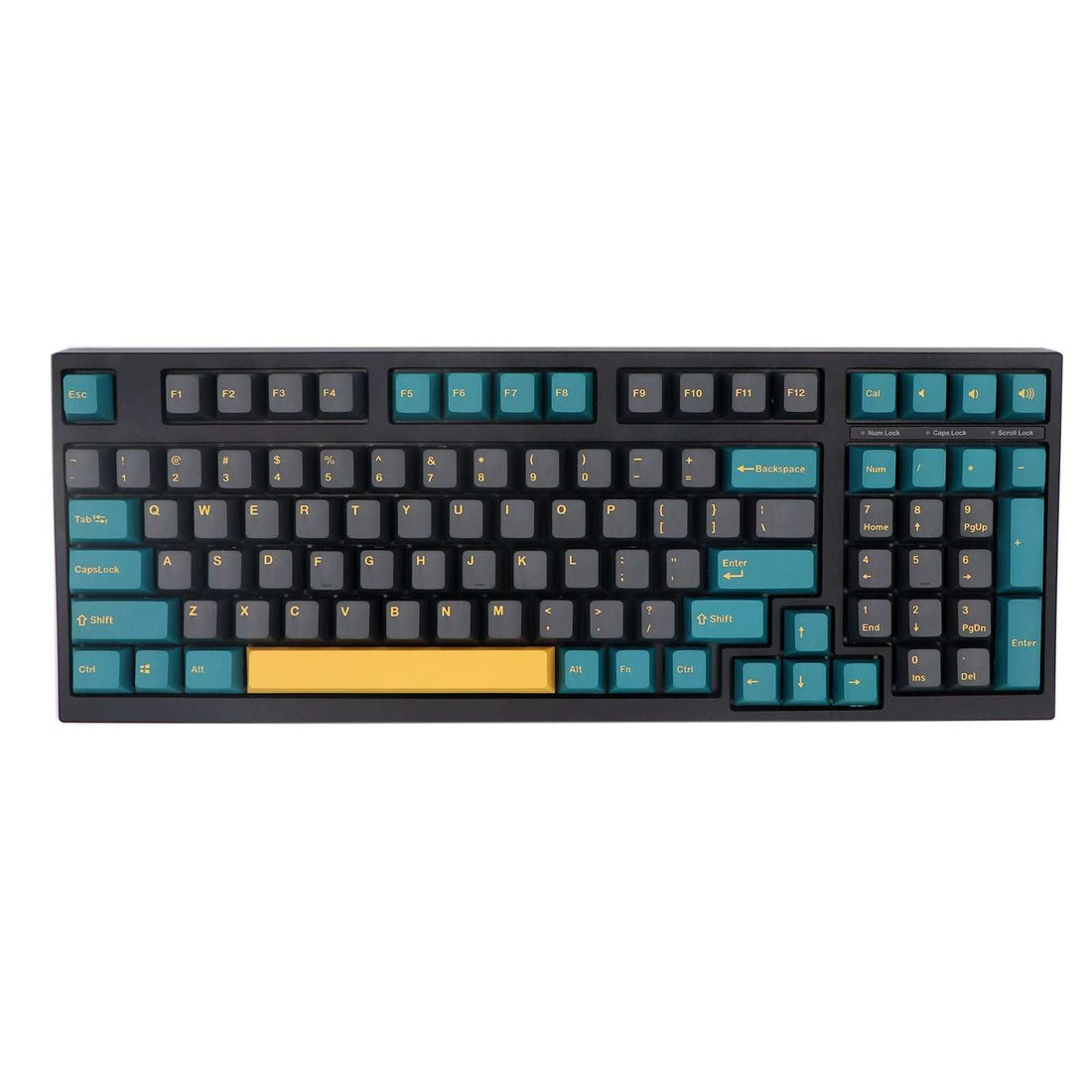 Mars Green Keycap set on mechanical keyboard with two-tone PBT keys and yellow spacebar