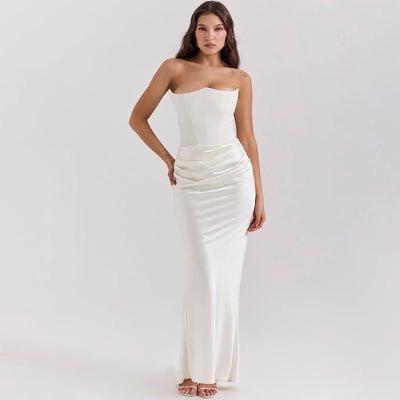 Slanke Tube Top Lange Jurk Sexy Mode Bandeau Rugloze Feestavondjurken Voor Vrouwen Kleding Nexora Store