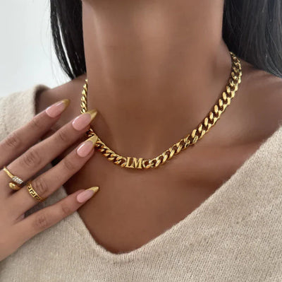 Creatieve, op maat gemaakte Engelse naamketting met letters, roestvrijstalen chokerketting, gepersonaliseerde Cubaanse ketting, kerstcadeaus Nexora Store