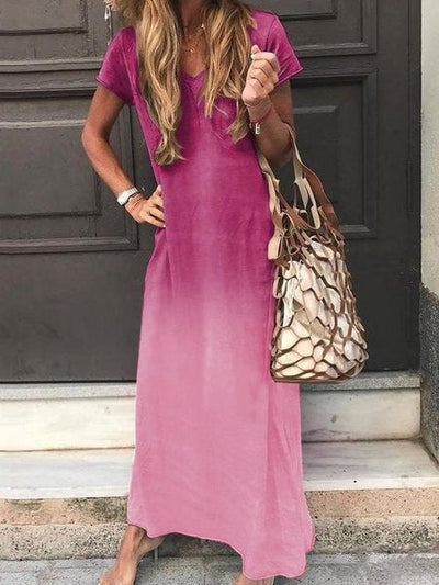 Jurk met korte mouwen en v-hals kleur Ritchy's Shop