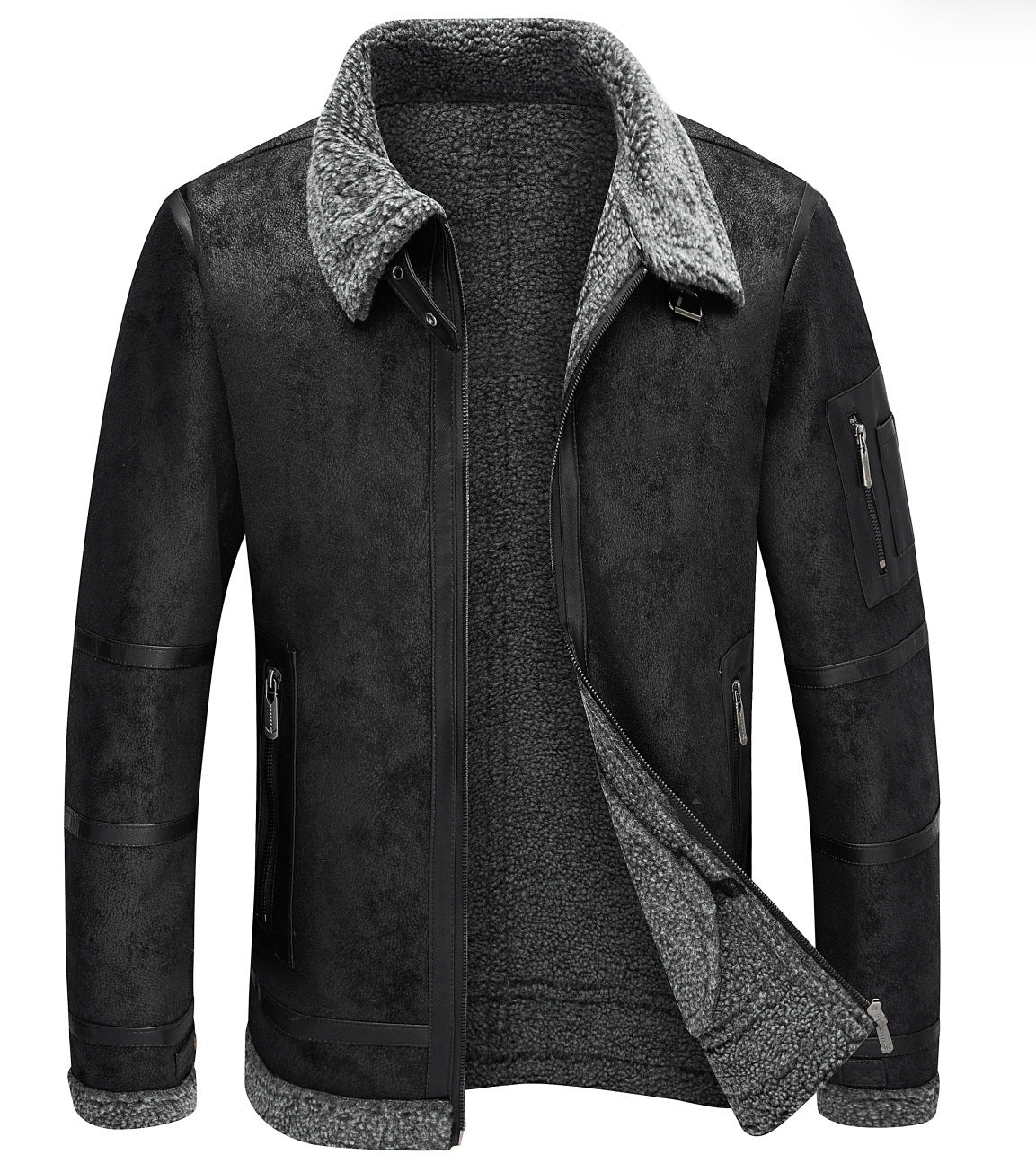Heren herfst- en winterjas met fleecevoering en dikke bontkraag Ritchy's Shop