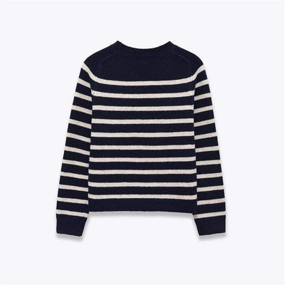 Women's Round Neck Loose Striped Knit Sweater Nexora Store