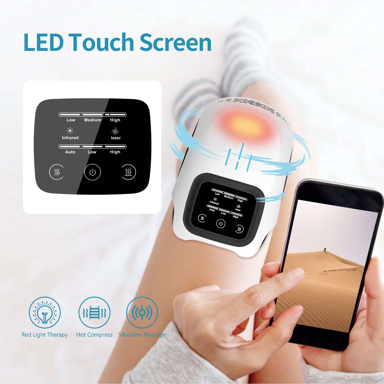 Intelligent Home Use Electric Intelligent Kneading Heating Knee Massager Rechargeable Pain Relief Infrared Laser Vibration Knee Massager Nexora Store