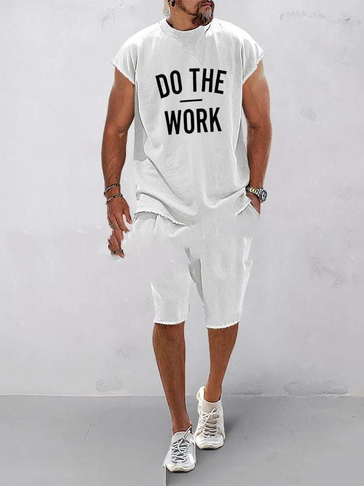 Europese en Amerikaanse letters 3D-printpak voor heren met ronde hals Nexora Store