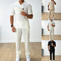 Mode Casual Polo Korte Mouw Overhemd Broek Tweedelig Set Herenpak Ritchy's Shop