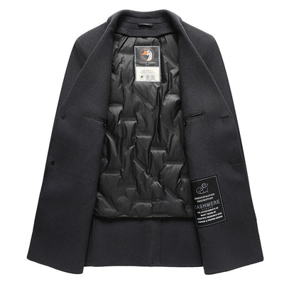 Handgemaakte dubbelzijdige wollen goederen, middellange kostuumkraag, ganzendons, uitneembare voering, casual jas Ritchy's Shop