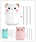 Luchtbevochtiger schattige kat mini luchtbevochtiger met kat design en aroma diffuser stiften in wit, blauw en roze kleuren