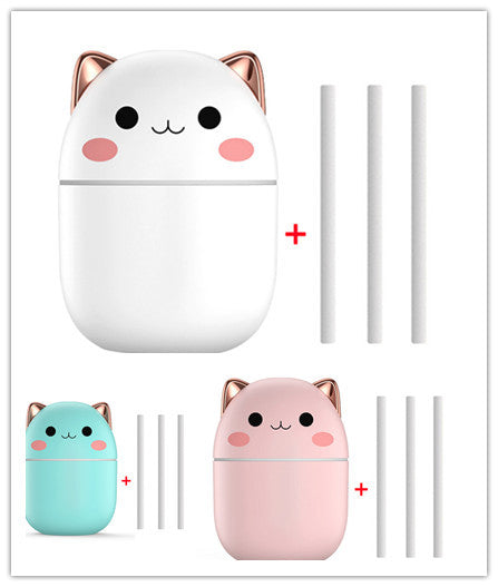 Luchtbevochtiger schattige kat ultrastille USB kantoor huishouden slaapkamer auto aromatherapie luchtreiniger met led koele mist spray Mijn winkel