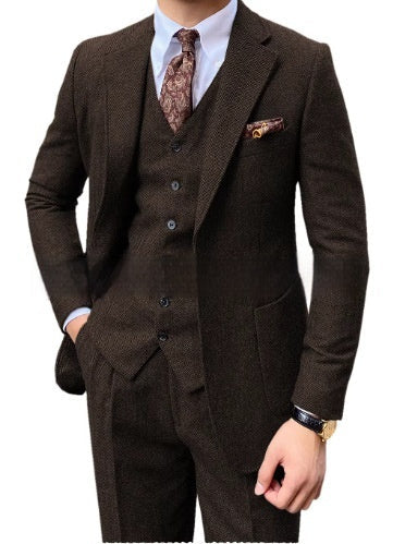 Heren visgraat enkelrijs casual slim pak Nexora Store