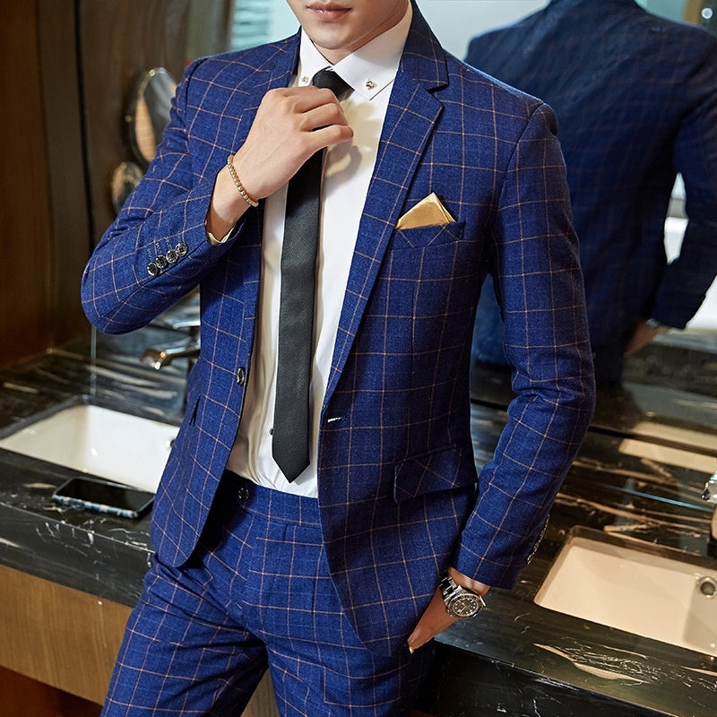 Herenpak in Koreaanse stijl, slim-fit, geruit, casual kleding Nexora Store