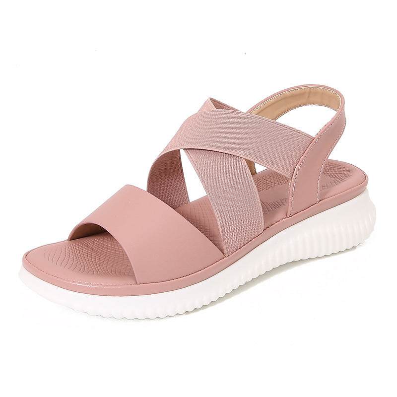 Bohemian stijl gestreepte elastische platte sandalen met rubberen band Nexora Store