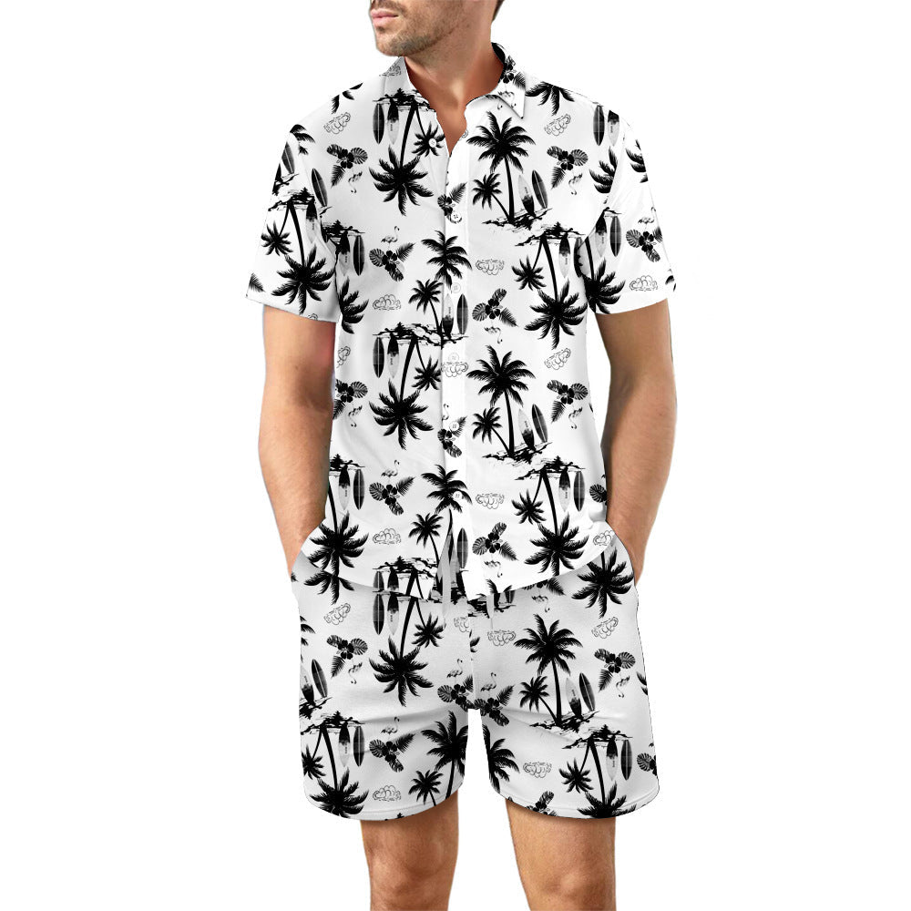 Europese maat heren casual los overhemd Hawaii Seaside 3D digitaal printen strand korte mouwen shorts Ritchy's Shop