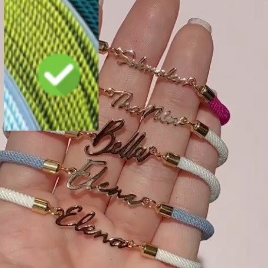 Gepersonaliseerde kleurrijke touwketting met aangepaste naamarmband, gepersonaliseerde verstelbare naamsieraden voor meisjes Nexora Store