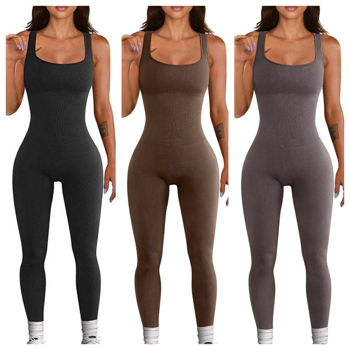 Dames tanktop met jarretels in zwart, bruin en grijs aansluitend spandex model zonder mouwen