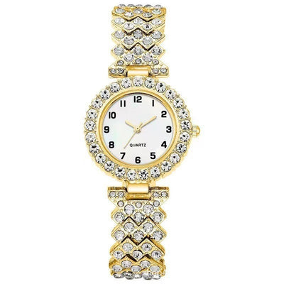 Mode sieraden 2 stuks luxe mode dameshorlogeset zilveren band dames quartz polshorloge legering armband voor dames sieradenset klok cadeau Nexora Store