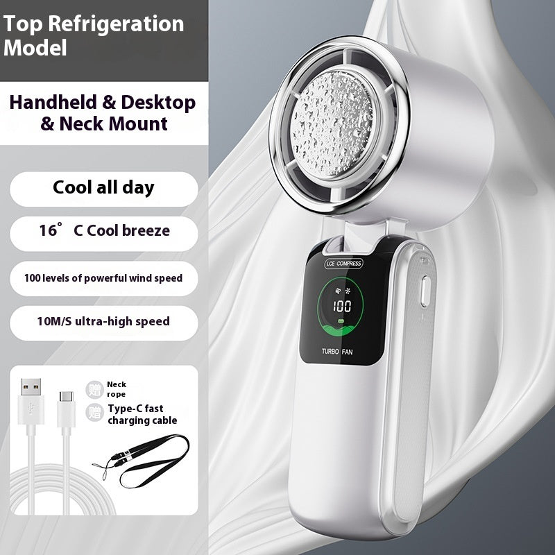 Nieuwe Ice Pack hoge snelheid draagbare elektrische ventilator snelheid instelbaar opvouwbare mini ventilator draagbare buiten hangende nek kleine ventilator Nexora Store