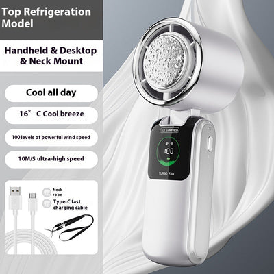 Nieuwe Ice Pack hoge snelheid draagbare elektrische ventilator snelheid instelbaar opvouwbare mini ventilator draagbare buiten hangende nek kleine ventilator Nexora Store