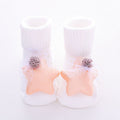 Babysokjes witte katoenen babysokken met roze ster en bloem decoratie voor baby's