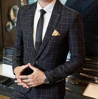 Herenpak in Koreaanse stijl, slim-fit, geruit, casual kleding Nexora Store