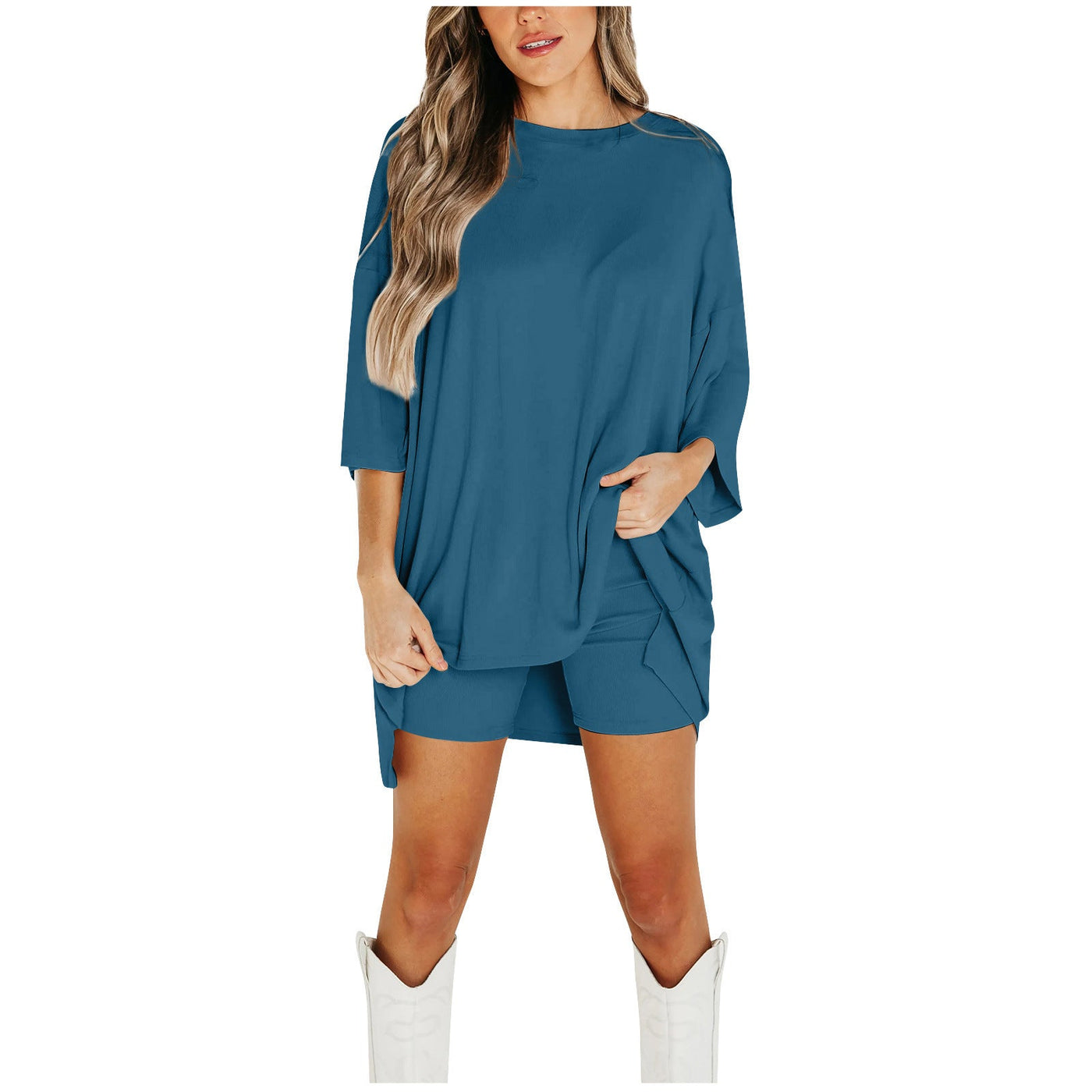 Zomer Shorts Pak Mode Losse Korte Mouwen T-shirt En Slanke Strakke Broek Dameskleding Ritchy's Shop