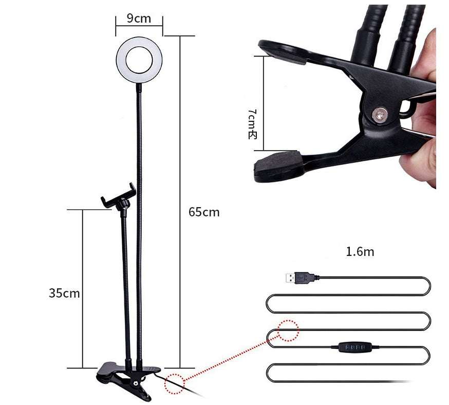 LED Selfie Ring Light for Live Adjustable Makeup Light-8cm Stand Nexora Store