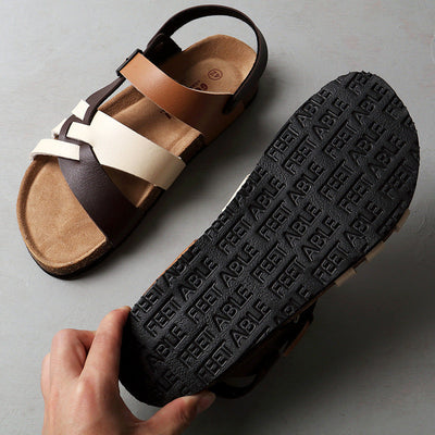 Eenvoudige, uitgeholde, platte kurken pantoffels voor heren Ritchy's Shop