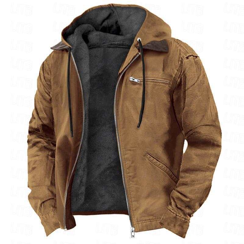 Winter Hooded Coat With Pockets Fashion Warm Fleece Zip-up Jacket Casual Outwear Men's Clothing Nexora Store