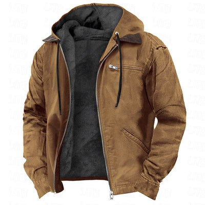 Winter Hooded Coat With Pockets Fashion Warm Fleece Zip-up Jacket Casual Outwear Men's Clothing Nexora Store