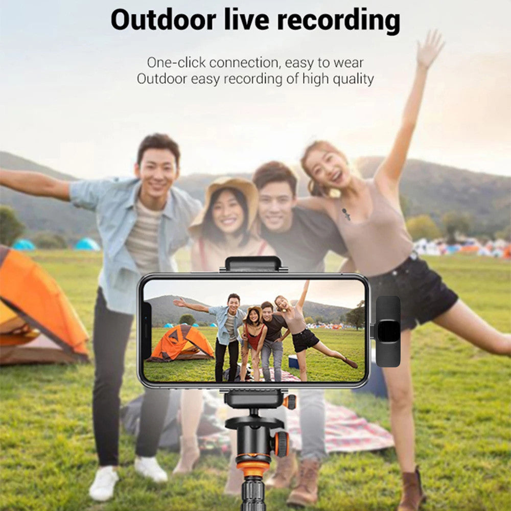 Draadloze Lavalier-microfoon, draagbare audio- en video-opnamemicrofoon voor iPhone en Android, lange batterijduur, live-uitzendingen en gaming Ritchy's Shop