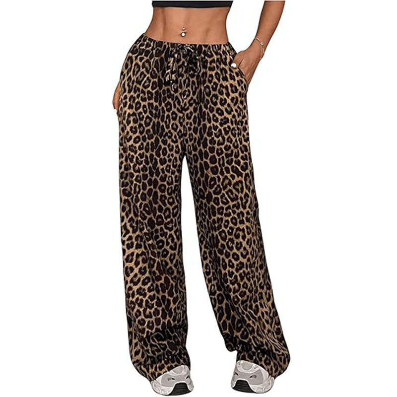 Casual broek met lage taille en luipaardprint voor alle wedstrijden Ritchy's Shop