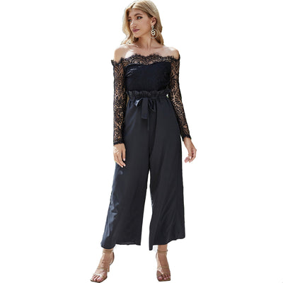 Dames jumpsuit met wijde pijpen en off-neck Ritchy's Shop