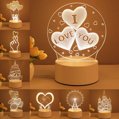 3D-lamp van acryl, USB-lednachtlampje, neonreclamelamp, kerstdecoratie voor kamerdecoratie, Valentijnsdagcadeaus Nexora Store