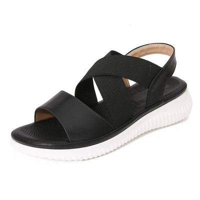 Bohemian stijl gestreepte elastische platte sandalen met rubberen band Nexora Store