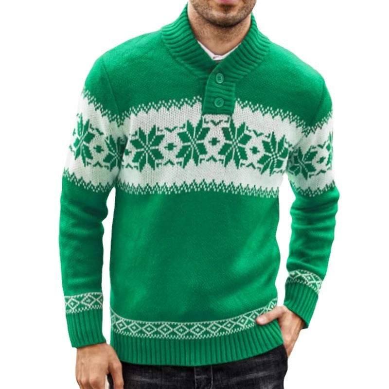 Men's New Pullover Sweater Autumn And Winter Long Sleeved Christmas Casual Fashion Jacquard Knitted Sweater Clothing For Men Nexora Store