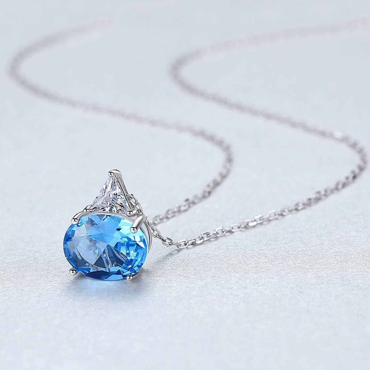 Mode S925 Zilveren Ketting Dames Ovaal Kristal Ritchy's Shop