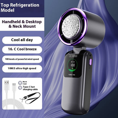 Nieuwe Ice Pack hoge snelheid draagbare elektrische ventilator snelheid instelbaar opvouwbare mini ventilator draagbare buiten hangende nek kleine ventilator Nexora Store