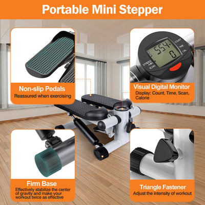 Fitness Step Machine, Mini Step Machine met weerstandsband, Fitnessapparaat voor thuis met een draagvermogen van 150 kg, Hydraulische Fitness Step Machine met LCD-scherm Ritchy's Shop