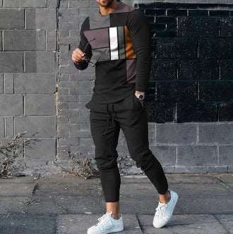 Etnische stijl bedrukte lange mouwen broekpak voor heren Ritchy's Shop