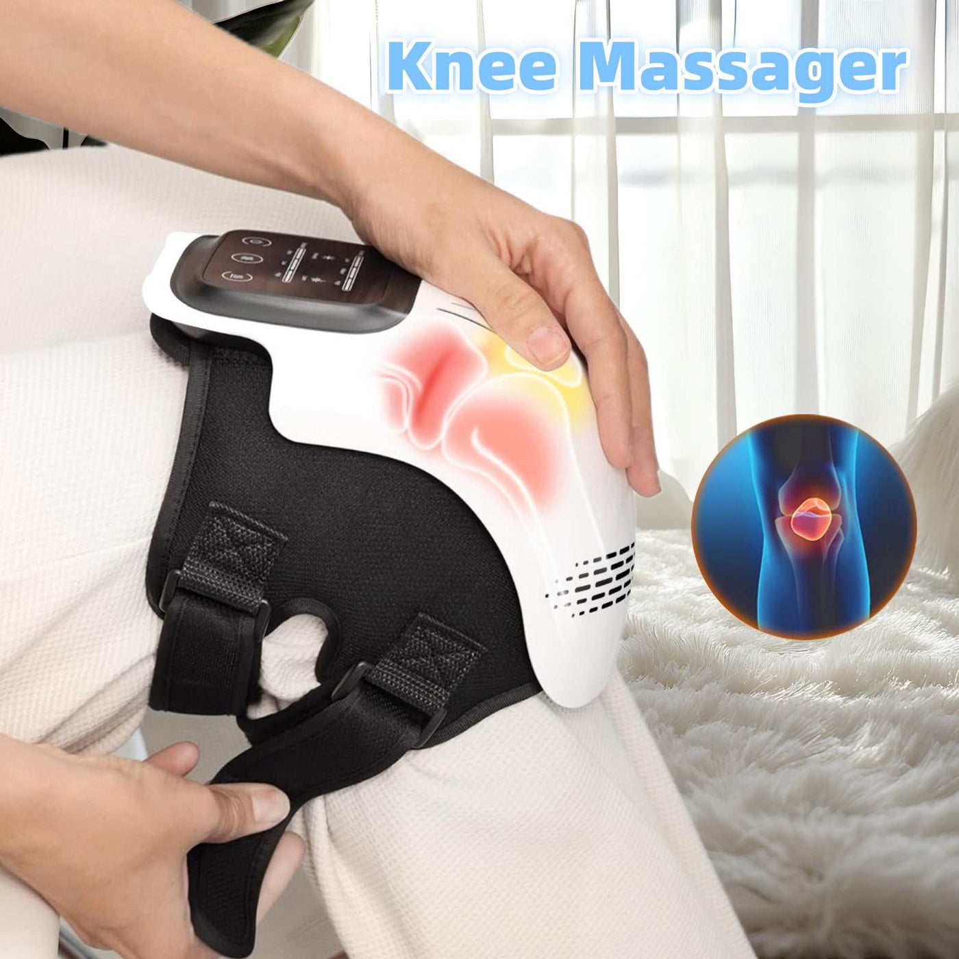Intelligent home use electric rechargeable knee massager with infrared heating and vibration therapy for pain relief