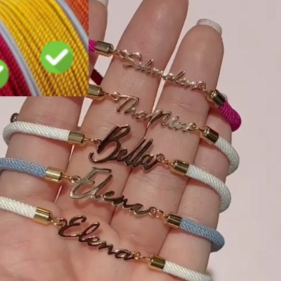 Gepersonaliseerde kleurrijke touwketting met aangepaste naamarmband, gepersonaliseerde verstelbare naamsieraden voor meisjes Nexora Store