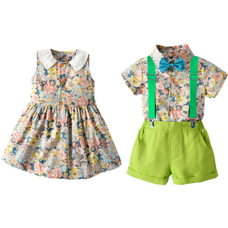 Schattige bloemen prinses shirt shorts tweedelig setje Nexora Store