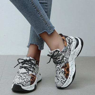 Luipaardprint Sneakers Dames Veterschoenen Wandel- en Hardloopschoenen Sportschoenen Nexora Store
